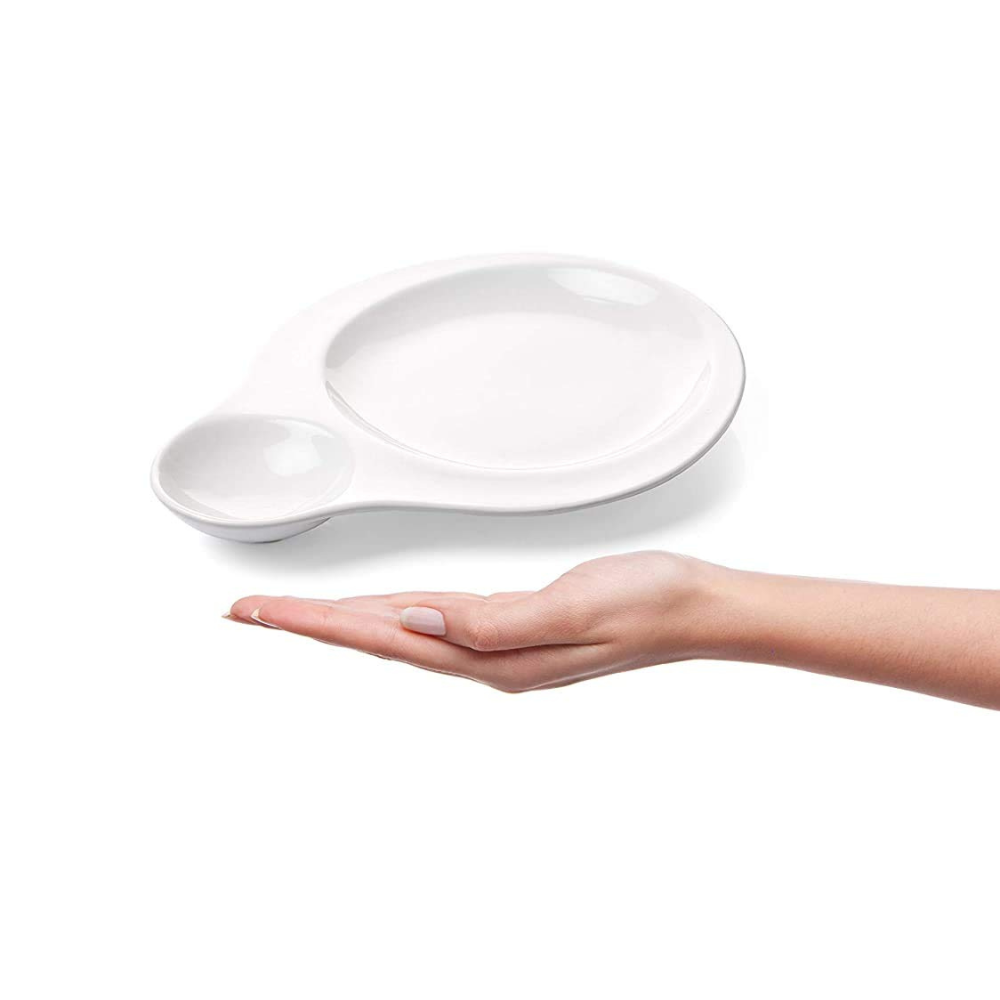 Clay Craft Basic Platter Chip & Dip Belly | White | 1 Pc-1