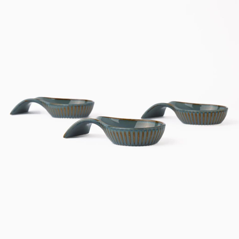 Rena Porcelain Teal Resting Bowl Set - 2