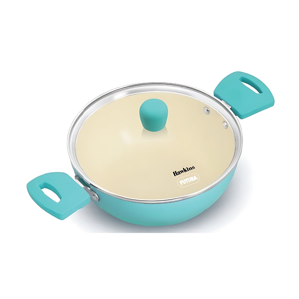 Hawkins Futura Aqua Ceramic DFP Casserole with Glass Lid | Gas & Induction Compatible | Ivory | 1 Pc