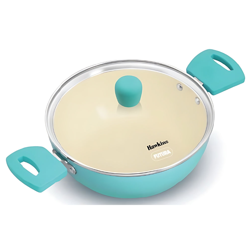 Hawkins Futura Aqua Ceramic DFP Casserole with Glass Lid | Gas & Induction Compatible | Ivory | 1 Pc