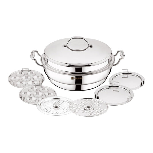 Bergner Argent Tri-Ply Multi Kadai with lid and 6 Plates - 4