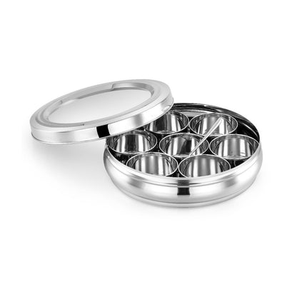AVIAS Stainless Steel Deluxe Spice Box with Glass Lid-3