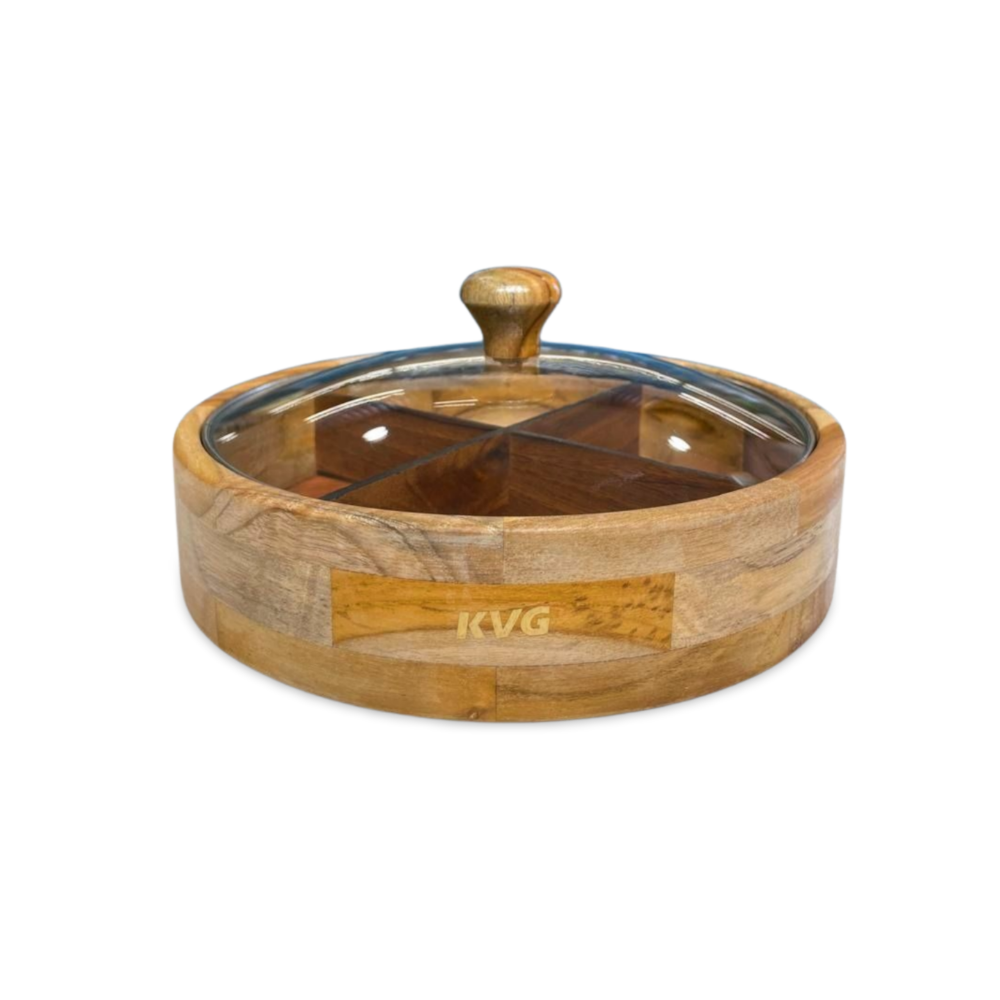 KVG Teak Wood Big Dry Fruit Box Cum Casserole - 5