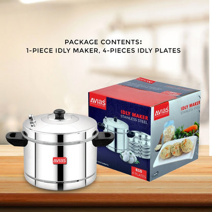 AVIAS Stainless Steel Idly Cooker | Induction And Gas Stove Base | 4 Plates-3