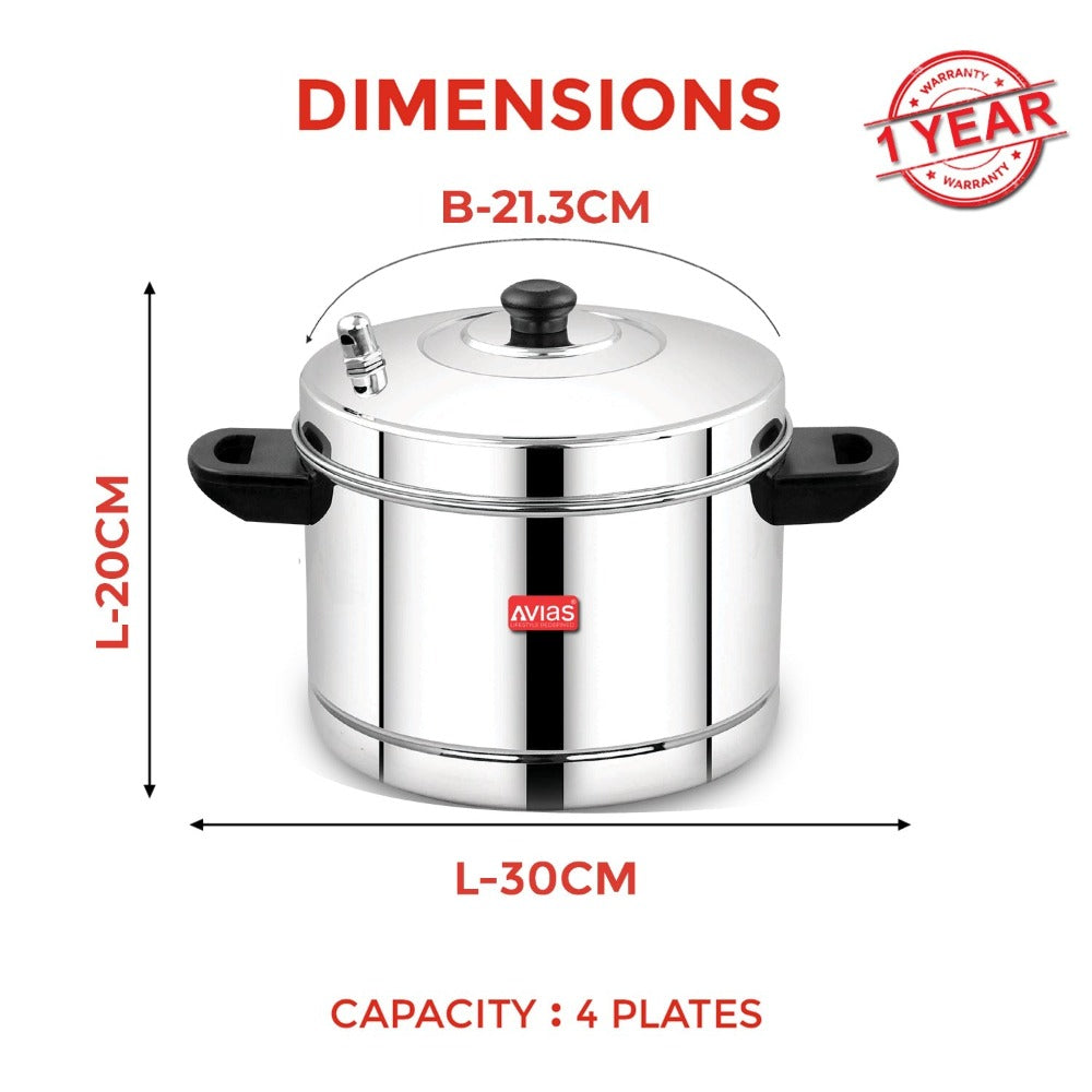 AVIAS Stainless Steel Idly Cooker | Induction And Gas Stove Base | 4 Plates-4