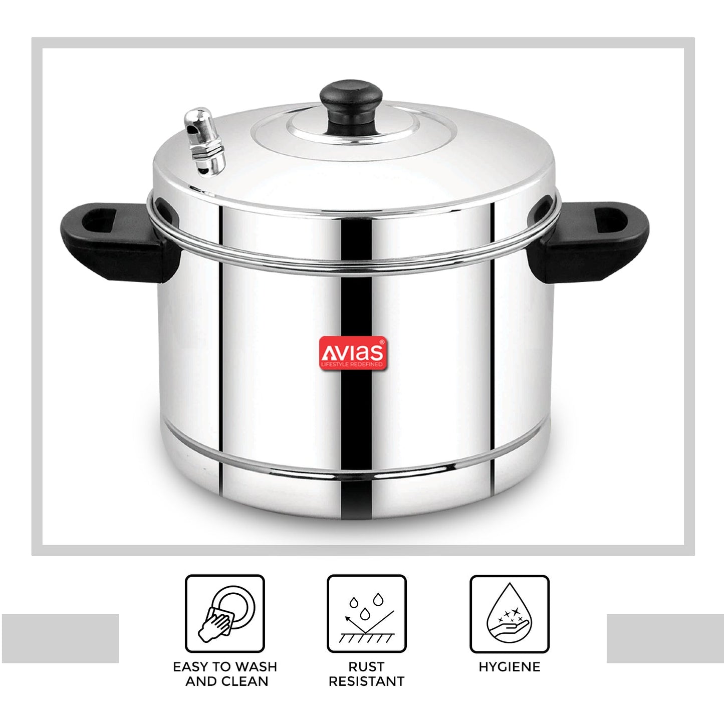 AVIAS Stainless Steel Idly Cooker | Induction And Gas Stove Base | 4 Plates-6