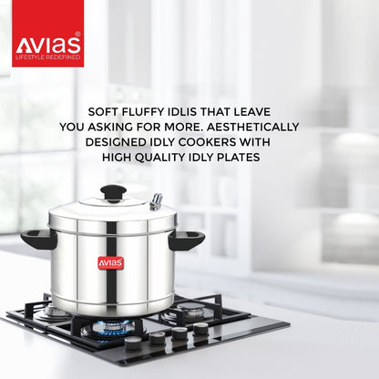 AVIAS Stainless Steel Idly Cooker | Induction And Gas Stove Base | 4 Plates-7