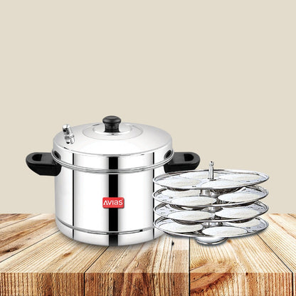 AVIAS Stainless Steel Idly Cooker | Induction And Gas Stove Base | 4 Plates-1
