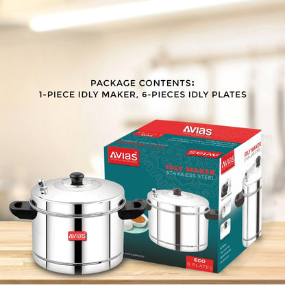 AVIAS Stainless Steel Idly Cooker | Induction And Gas Stove Base | 6 Plates-3