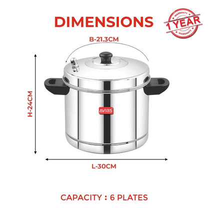 AVIAS Stainless Steel Idly Cooker | Induction And Gas Stove Base | 6 Plates-7