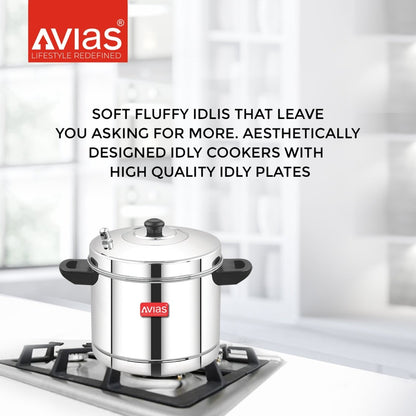 AVIAS Stainless Steel Idly Cooker | Induction And Gas Stove Base | 6 Plates-6