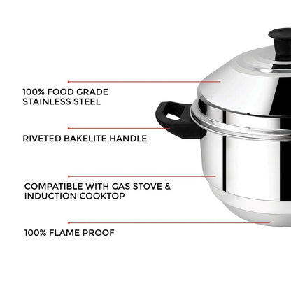 AVIAS Stainless Steel Excello Idly Pot | Induction and Gas Compatible | Idli,Dhokla & Patra-3