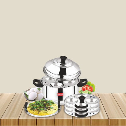 AVIAS Stainless Steel Excello Idly Pot | Induction and Gas Compatible | Idli,Dhokla & Patra-1