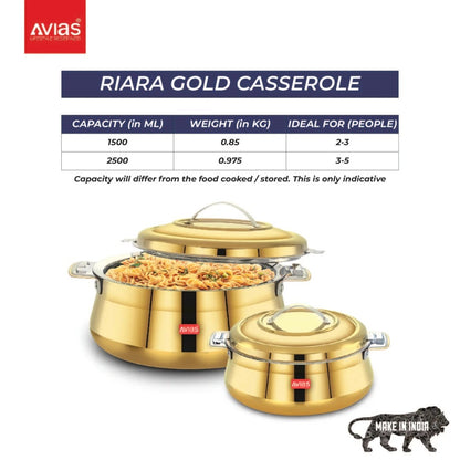 AVIAS Riara Premium Stainless Steel Casserole | Gold -4