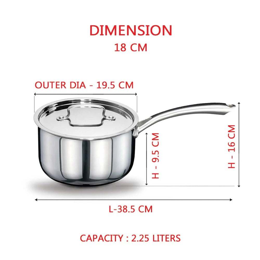 AVIAS Riara Premium Stainless Steel Tri-Ply Saucepan With Steel Lid | Gas & Induction Compatible-8