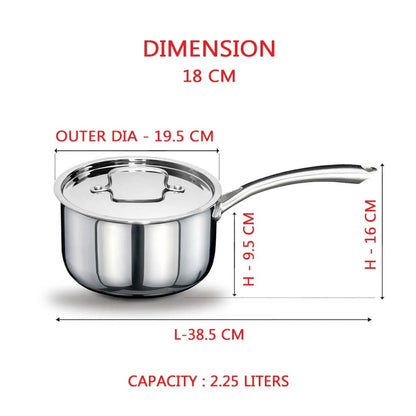 AVIAS Riara Premium Stainless Steel Tri-Ply Saucepan With Steel Lid | Gas & Induction Compatible-8