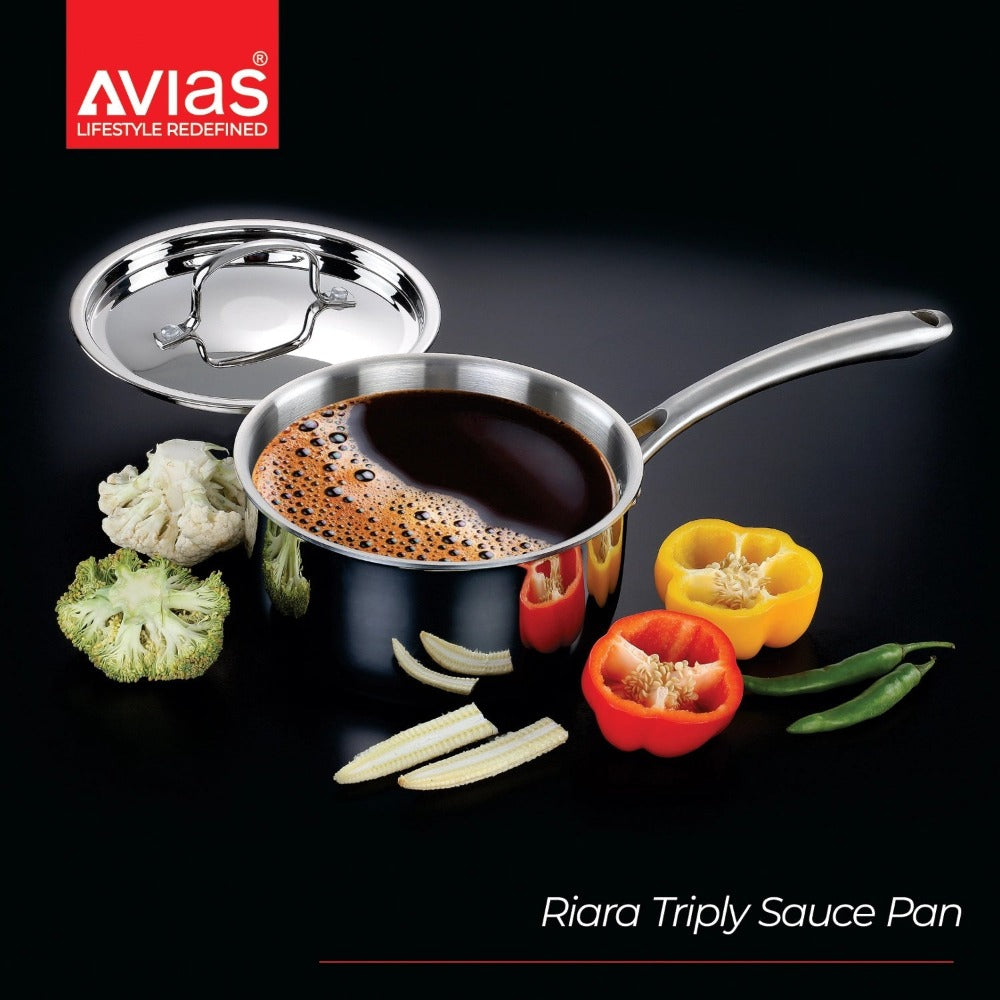 AVIAS Riara Premium Stainless Steel Tri-Ply Saucepan With Steel Lid | Gas & Induction Compatible-9