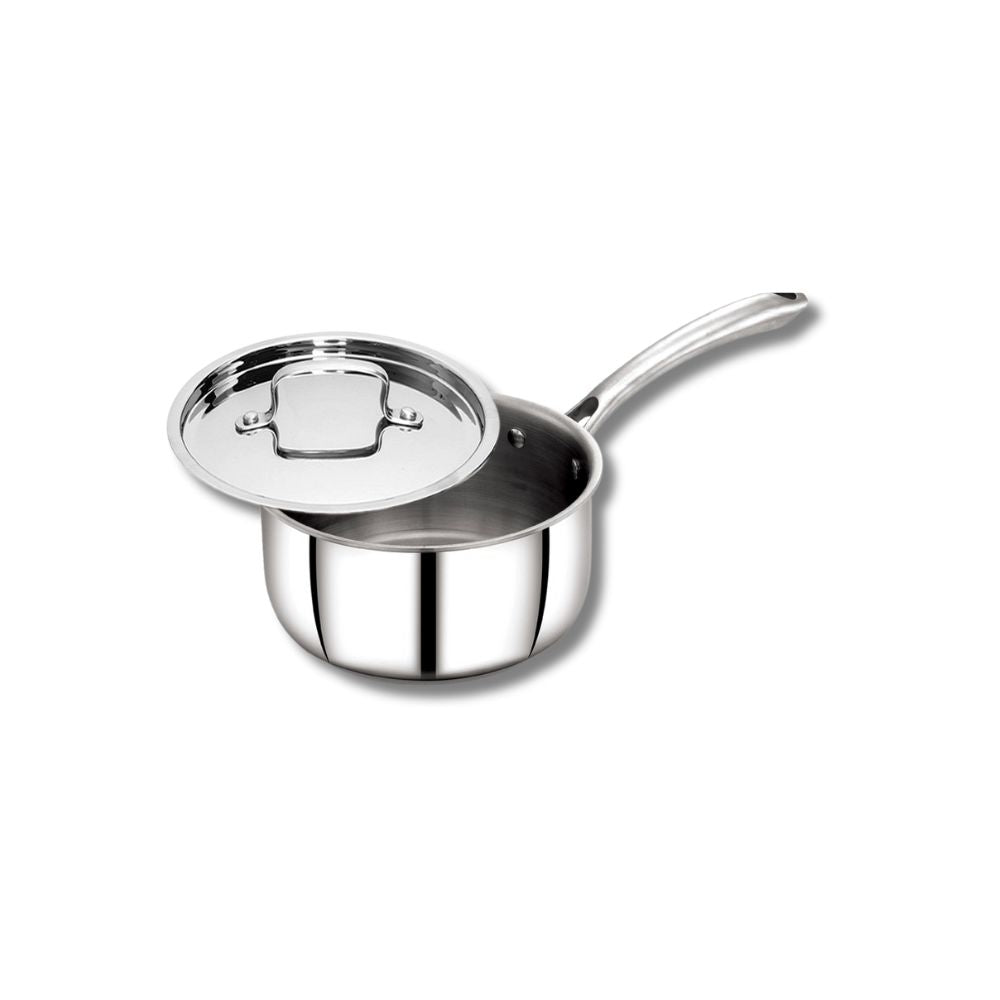 AVIAS Riara Premium Stainless Steel Tri-Ply Saucepan With Steel Lid | Gas & Induction Compatible | Silver-10