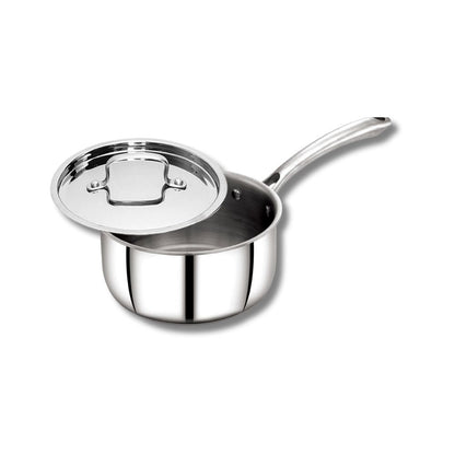 AVIAS Riara Premium Stainless Steel Tri-Ply Saucepan With Steel Lid | Gas & Induction Compatible | Silver-11