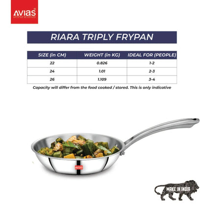 AVIAS Riara Premium Stainless Steel Tri-Ply Fry Pan | Gas & Induction Compatible | Silver-5
