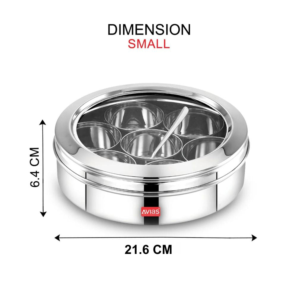 AVIAS Stainless Steel Elegant Spice Box with Glass Lid-6