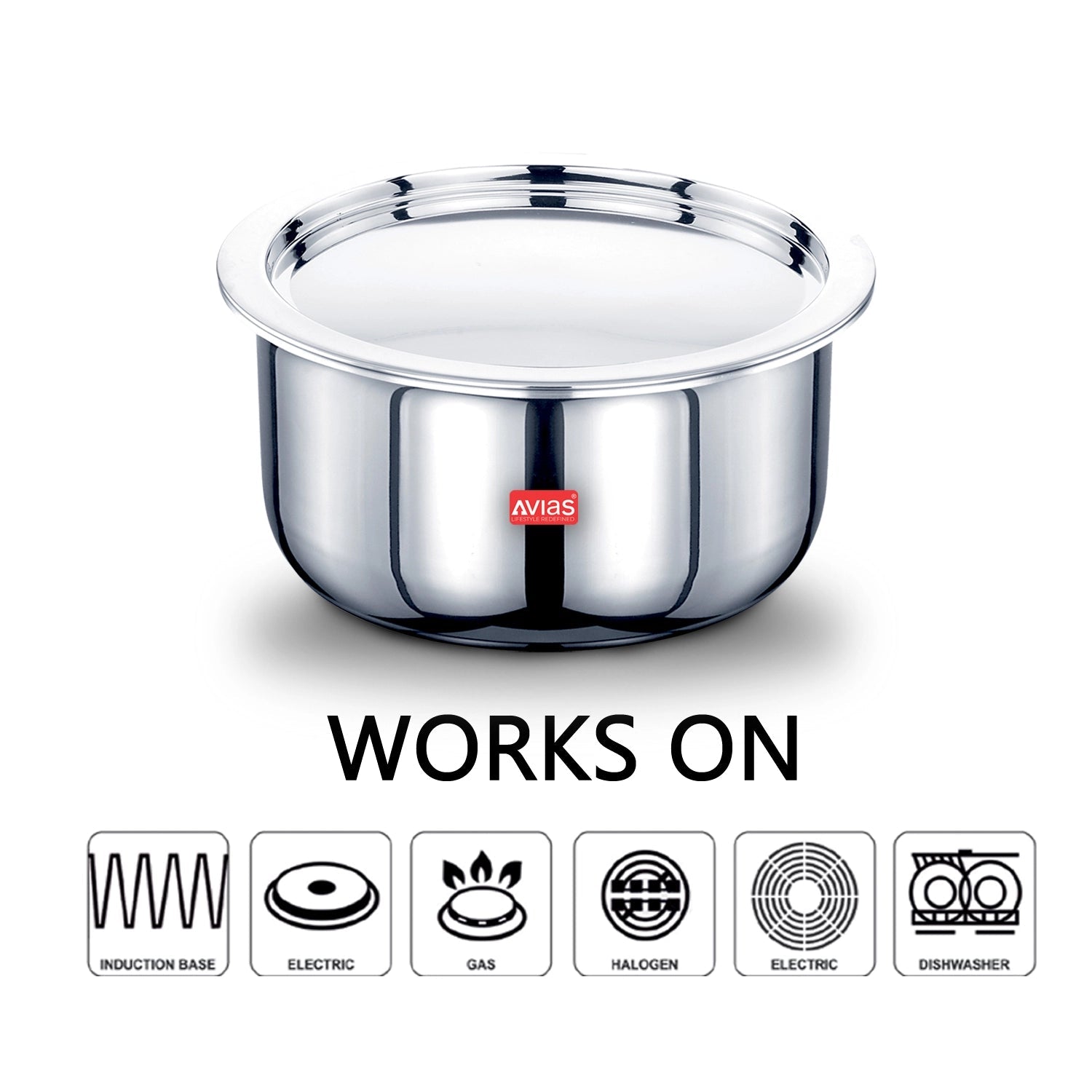 AVIAS Riara Premium Stainless Steel Tri-Ply Tope With Steel Lid | Gas & Induction Compatible | Silver-3