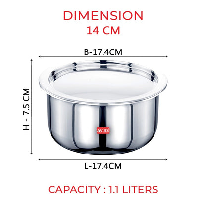 AVIAS Riara Premium Stainless Steel Tri-Ply Tope With Steel Lid | Gas & Induction Compatible | Silver-5