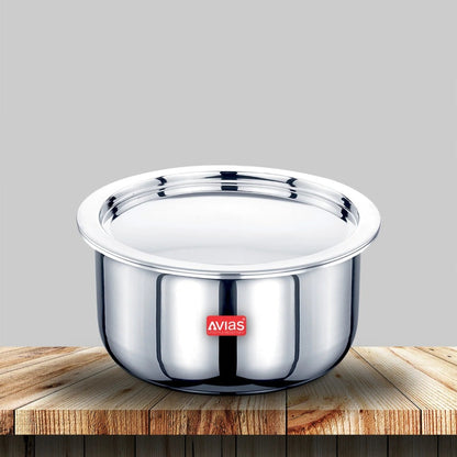 AVIAS Riara Premium Stainless Steel Tri-Ply Tope With Steel Lid | Gas & Induction Compatible | Silver-1