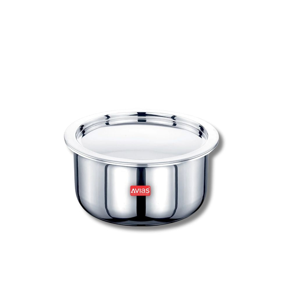 AVIAS Riara Premium Stainless Steel Tri-Ply Tope With Steel Lid | Gas & Induction Compatible | Silver-14