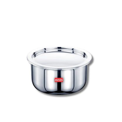 AVIAS Riara Premium Stainless Steel Tri-Ply Tope With Steel Lid | Gas & Induction Compatible | Silver-14