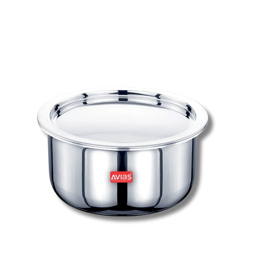 AVIAS Riara Premium Stainless Steel Tri-Ply Tope With Steel Lid | Gas & Induction Compatible | Silver-16