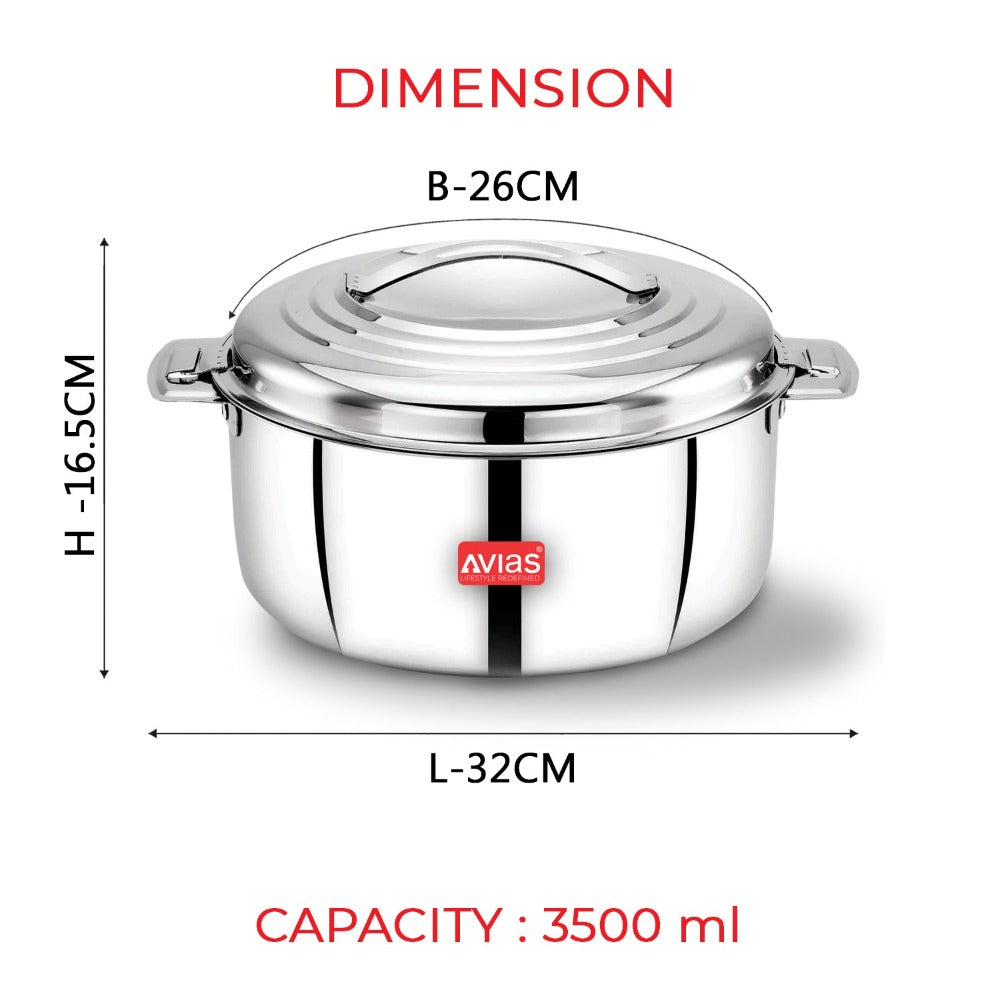 AVIAS Platina Premium Double Wall Insulated Stainless Steel Casserole | Silver-10