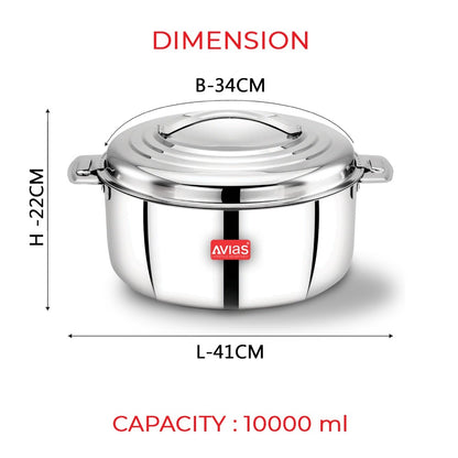AVIAS Platina Premium Double Wall Insulated Stainless Steel Casserole | Silver-13