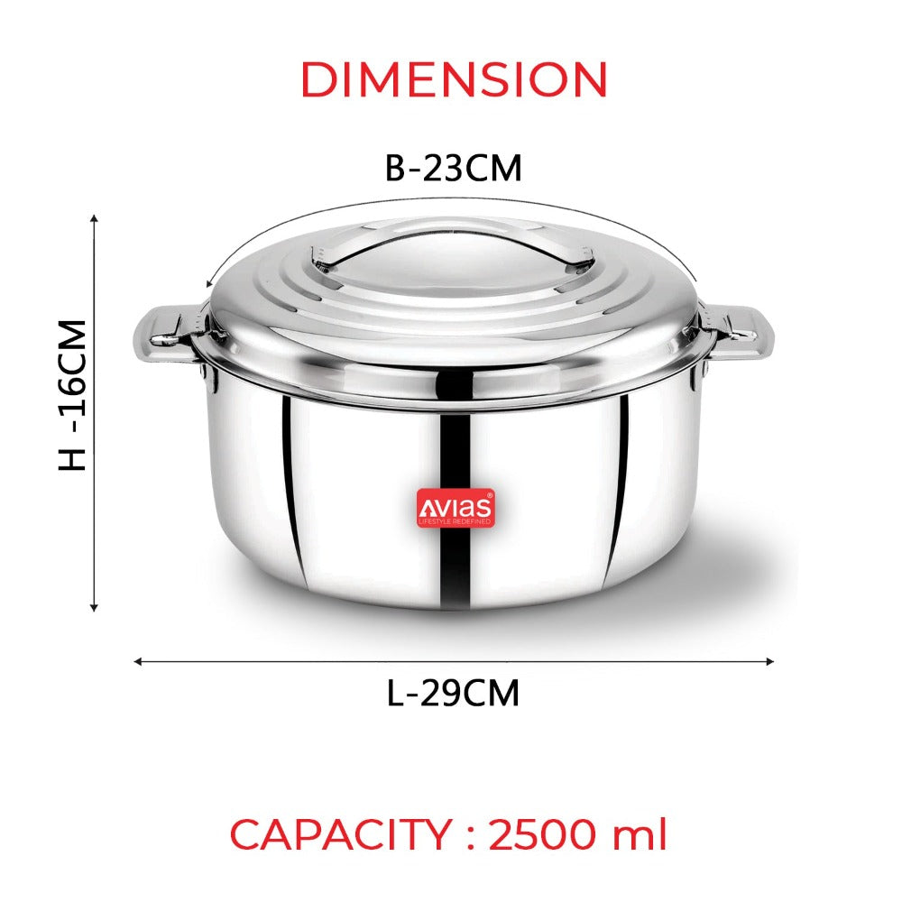 AVIAS Platina Premium Double Wall Insulated Stainless Steel Casserole | Silver-9