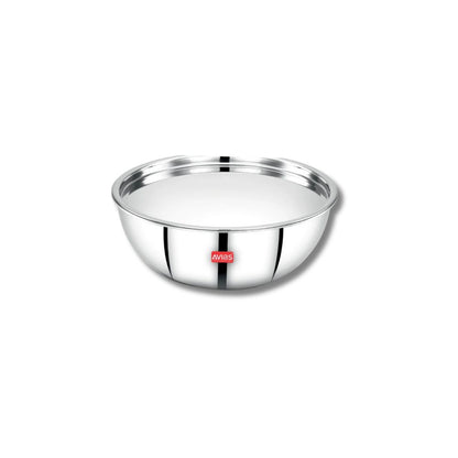AVIAS Riara Premium Stainless Steel Tri-Ply Tasla With Steel Lid | Gas & Induction Compatible | Silver -8