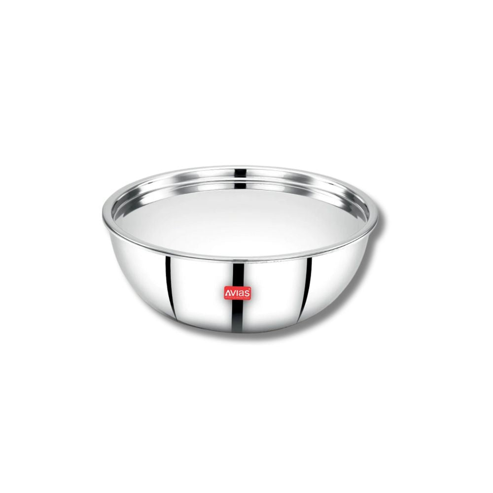 AVIAS Riara Premium Stainless Steel Tri-Ply Tasla With Steel Lid | Gas & Induction Compatible | Silver-10