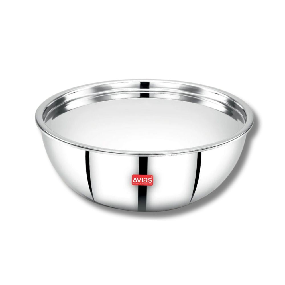 AVIAS Riara Premium Stainless Steel Tri-Ply Tasla With Steel Lid | Gas & Induction Compatible | Silver-11