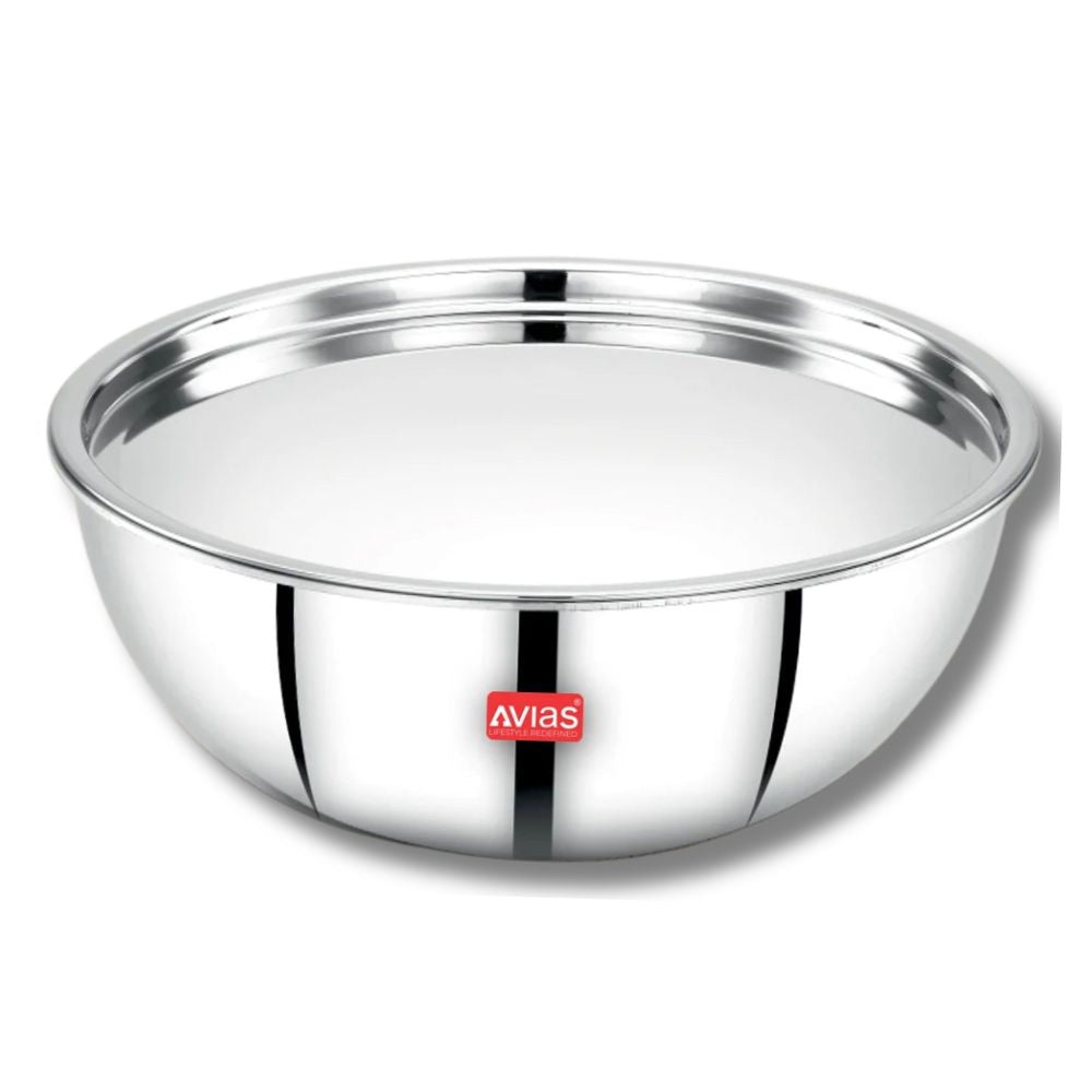 AVIAS Riara Premium Stainless Steel Tri-Ply Tasla With Steel Lid | Gas & Induction Compatible | Silver-13