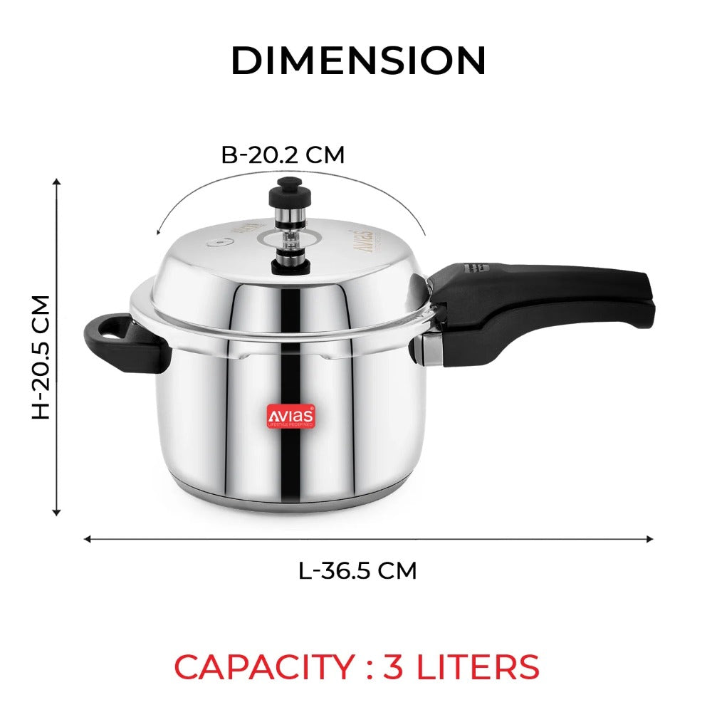 AVIAS Ceres Stainless Steel Premium Outer Lid Pressure Cooker | Gas & Induction Compatible | Silver-6