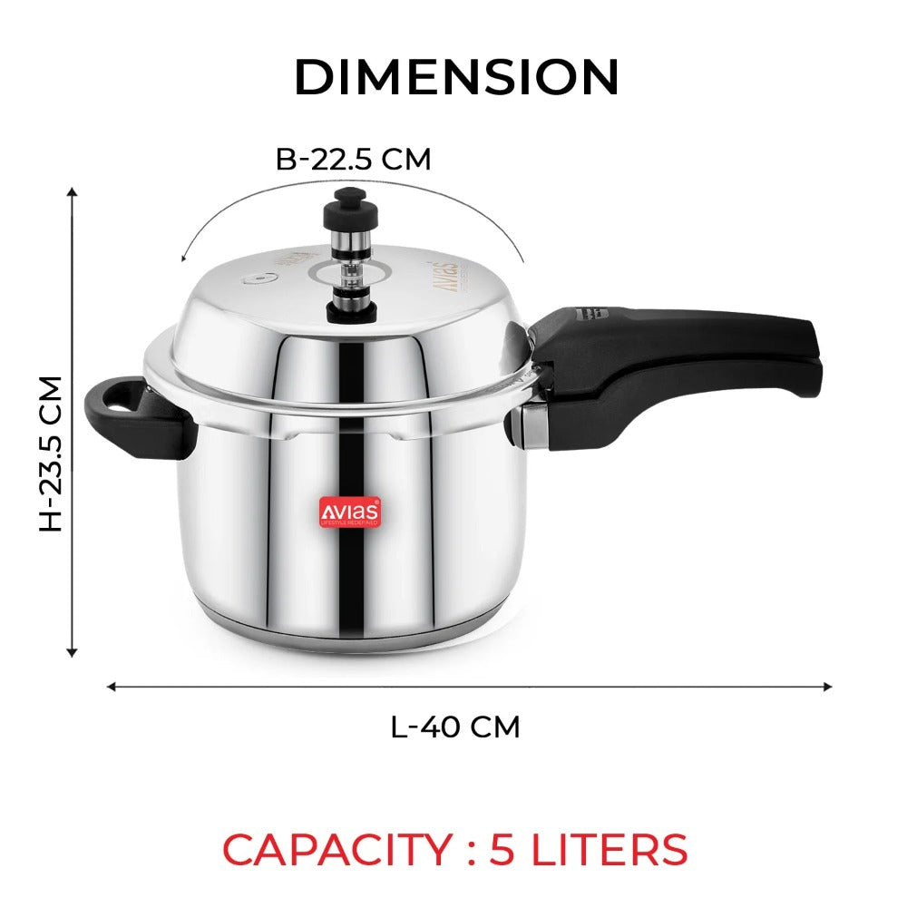 AVIAS Ceres Stainless Steel Premium Outer Lid Pressure Cooker | Gas & Induction Compatible | Silver-7