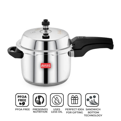 AVIAS Ceres Stainless Steel Premium Outer Lid Pressure Cooker | Gas & Induction Compatible | Silver-9