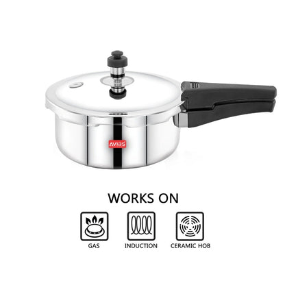 AVIAS Riara Premium Stainless Steel Tri-Ply Pressure Cooker With Outer Lid | Gas & Induction Compatible | Silver--5