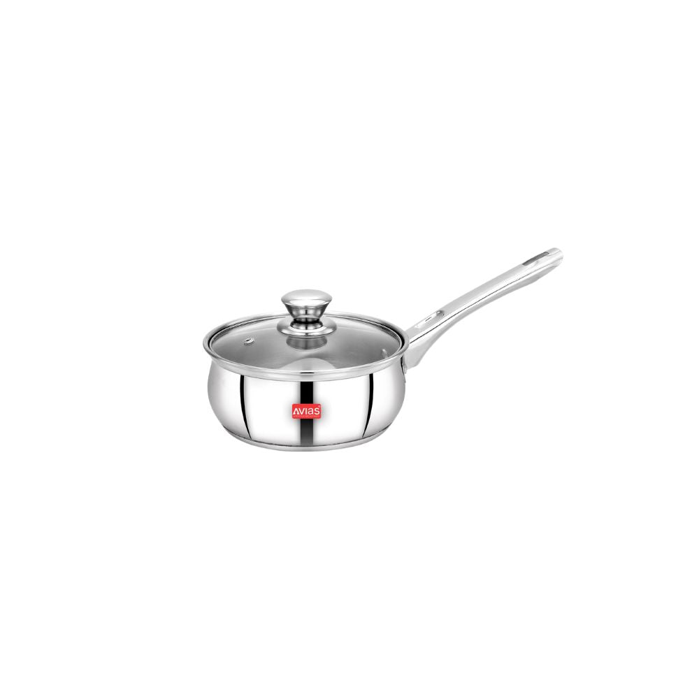 AVIAS Inox IB Stainless Steel Saucepan With Glass Lid | Gas & Induction Compatible | Silver-13