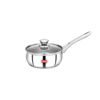 AVIAS Inox IB Stainless Steel Saucepan With Glass Lid | Gas & Induction Compatible | Silver-11