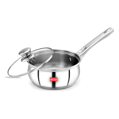 AVIAS Inox IB Stainless Steel Saucepan With Glass Lid | Gas & Induction Compatible | Silver-4