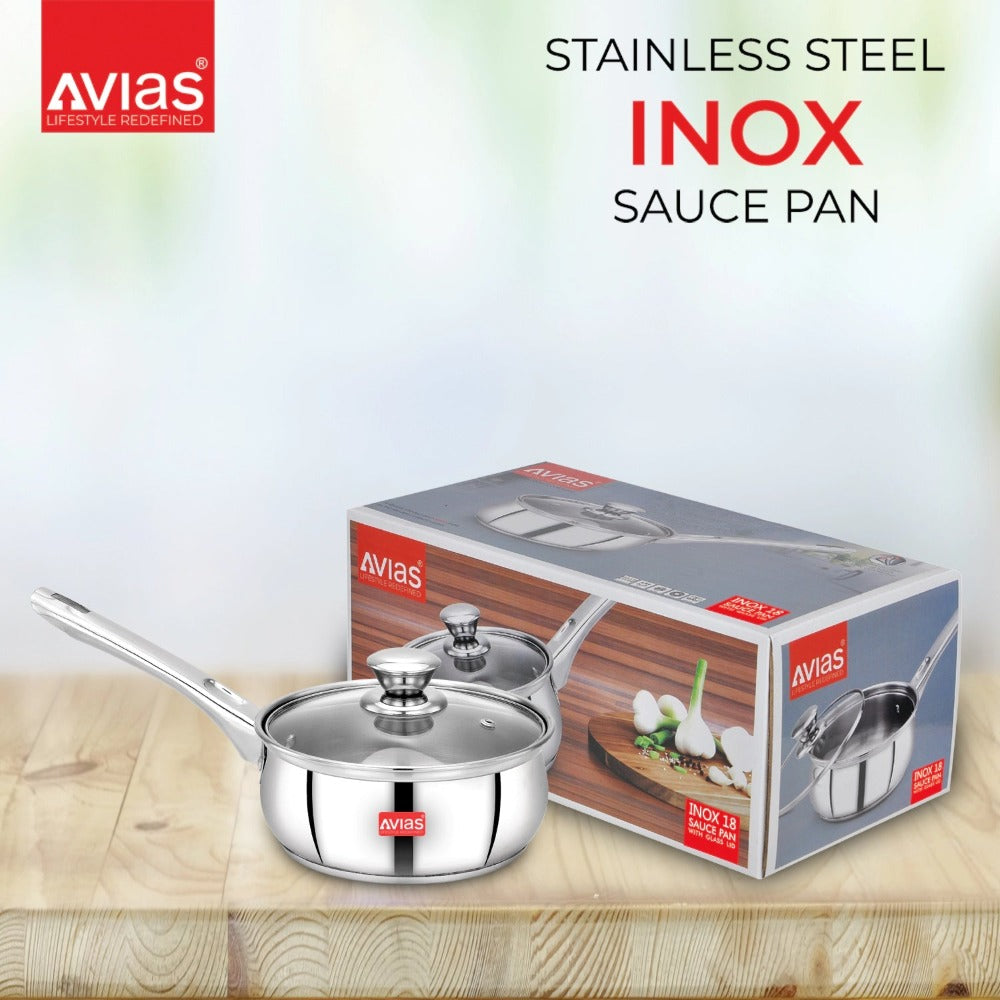 AVIAS Inox IB Stainless Steel Saucepan With Glass Lid | Gas & Induction Compatible | Silver-10