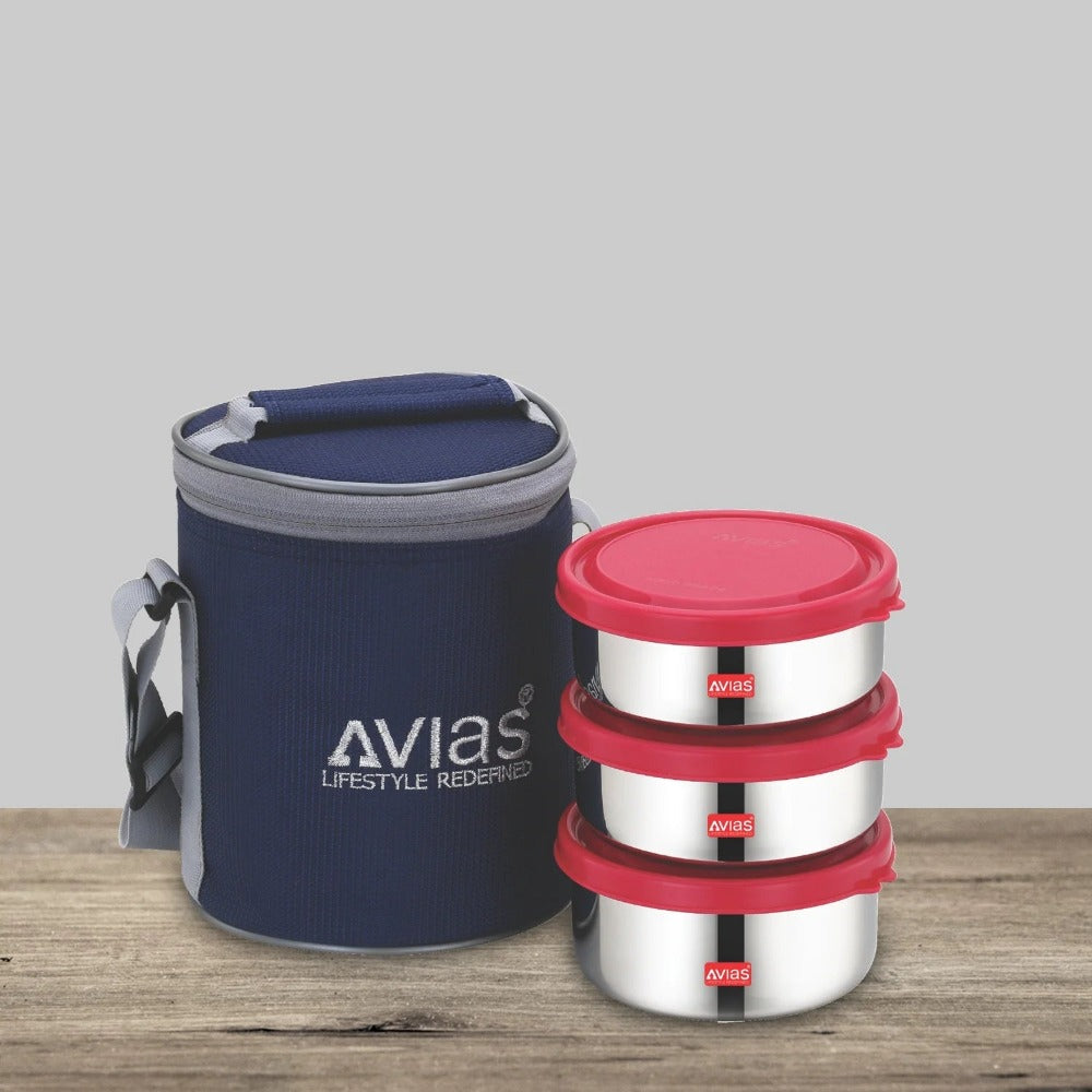 AVIAS Freshia Stainless Steel Tiffin Box with jacket | Food Grade | Light Weigh-2