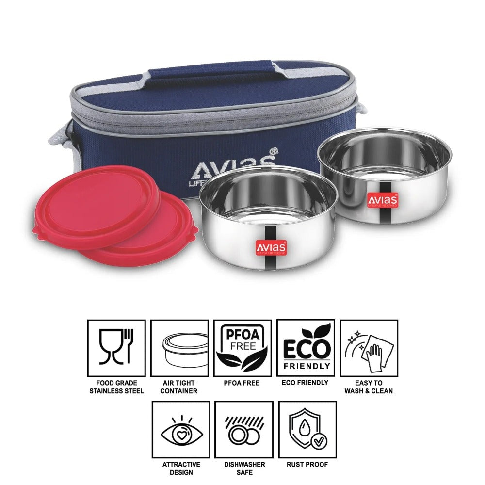 AVIAS Freshia Stainless Steel Tiffin Box with jacket (Horizontal) | Food Grade | Light Weight-8