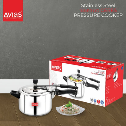 AVIAS Ceres Stainless Steel Premium Inner Lid Pressure Cooker | Gas & Induction Compatible | Silver-2