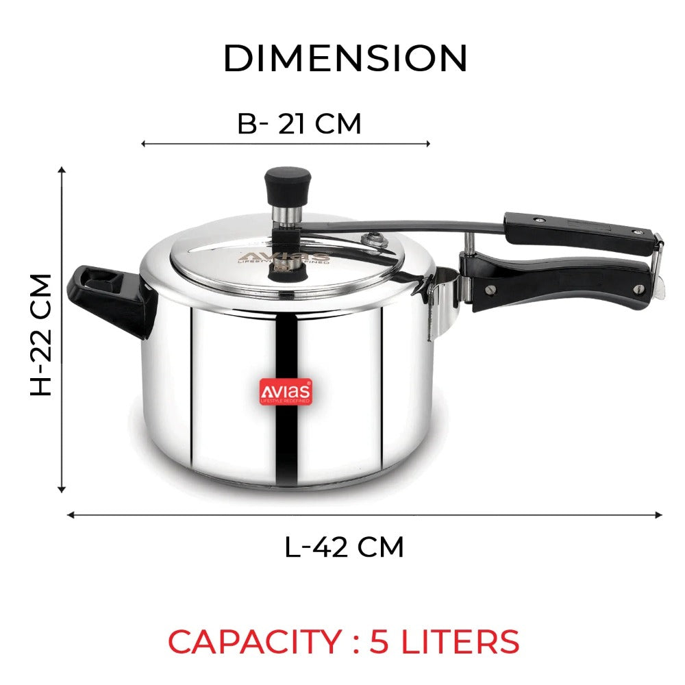 AVIAS Ceres Stainless Steel Premium Inner Lid Pressure Cooker | Gas & Induction Compatible | Silver-8